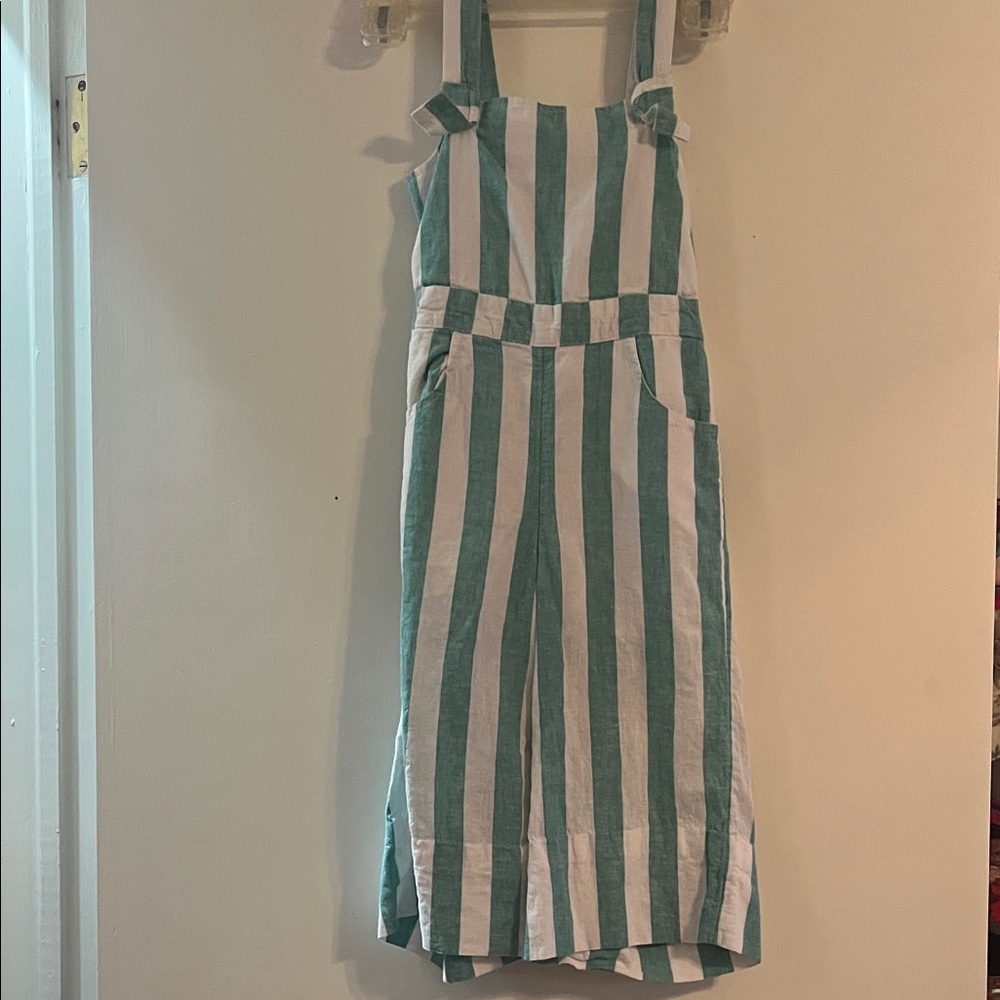 Cat & Jack Green and White Striped Jumpsuit